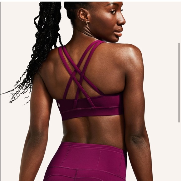 Lululemon Athletica Peloton Fuschia Strappy Energy Sports Bra Size Medium - Picture 7 of 12